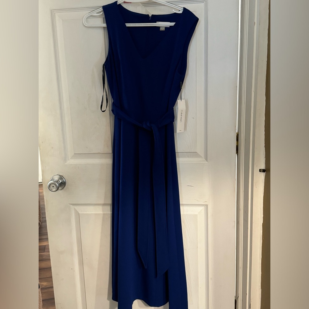 Calvin klein Navy Blue Maxi Sleeveless Sheath Dress